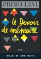 Couverture Le devoir de mémoire Editions Mille et une nuits 1997