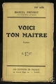 Couverture Voici ton maître Editions de France 1930