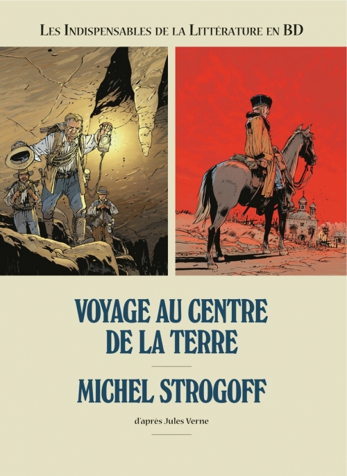 Couverture Les indispensables de la littérature en BD, double, tome 4 : Voyage au centre de la Terre, Michel Strogoff