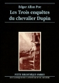 Couverture Les trois enquêtes du chevalier Dupin Editions Ombres 1997