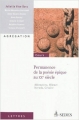 Couverture Permanence de la poésie épique au XXe siècle Editions Sedes 2010