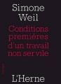 Couverture Conditions premières d'un travail non servile Editions de L'Herne 2014