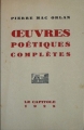 Couverture Oeuvres Poétiques Complètes Editions Le capitole 1929