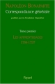 Couverture Correspondance générale, tome 1 : Les apprentissages 1784-1797 Editions Fayard 2004