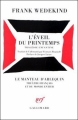 Couverture L'éveil du Printemps Editions Gallimard  (Le Manteau d'Arlequin – Théâtre français et du monde entier) 1974