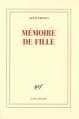 Couverture Mémoire de fille Editions Gallimard  (Blanche) 2016