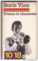Couverture Texte et chansons Editions 10/18 1970