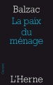 Couverture La paix  du ménage Editions de L'Herne 2013