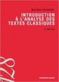 Couverture Introduction à l'analyse des textes classiques Editions Armand Colin 2012