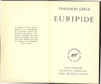 Couverture Tragiques grecs Editions Gallimard  (Bibliothèque de la Pléiade) 1962