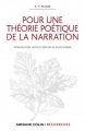 Couverture pour une théorie poétique de la narration Editions Armand Colin 2012