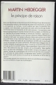 Couverture Le Principe de raison Editions Gallimard  (Tel) 1983