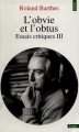 Couverture Essais critiques, tome 3 : L'obvie et l'obtus Editions Points (Essais) 1982