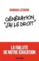 Couverture Génération "J'ai le droit" Editions Albin Michel 2018