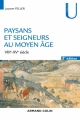 Couverture Paysans et seigneurs au moyen âge Editions Armand Colin 2017