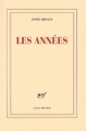 Couverture Les années Editions Gallimard  (Blanche) 2008