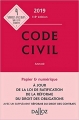 Couverture Code civil Editions Dalloz 2018