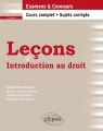 Couverture Leçons d'introduction au droit Editions Ellipses 2009