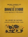 Couverture Une honnête femme Editions Fayard (Le Livre de demain) 1938