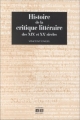 Couverture Histoire de la critique littéraire des XIXe et XXe siècles Editions Academia Bruylant 1998