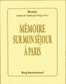 Couverture Mémoire sur mon séjour à Paris Editions Berg International 2015