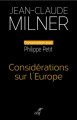 Couverture Considérations sur l’Europe Editions Cerf 2019