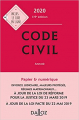 Couverture Code civil Editions Dalloz 2019
