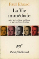 Couverture La vie immédiate Editions Gallimard  (Poésie) 1967