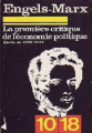 Couverture La première critique de l'économie politique. Ecrits de 1843-1844 Editions 10/18 1975