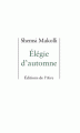 Couverture Élégie d'automne Editions de l'Aire 2019