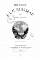 Couverture Histoire d'un ruisseau Editions Bibliothèque nationale de France (BnF) 1869