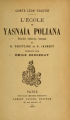 Couverture L'école de Yasnaïa Poliana Editions Albert Savine 1888