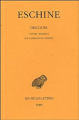 Couverture Discours (Eschine), tome 1 : Contre Timarque : Sur l'ambassade infidèle Editions Les Belles Lettres 2003