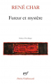 Couverture Fureur et mystère Editions Gallimard  (Poésie) 2019