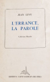Couverture L'errance, la parole Editions Blanche 1980