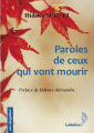 Couverture Paroles de ceux qui vont mourir Editions Lessius 2019