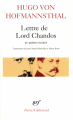 Couverture Lettre de Lord Chandos et autres textes Editions Gallimard  (Poésie) 1992