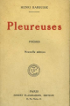 Couverture Pleureuses Editions Flammarion 1920