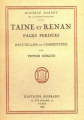 Couverture Taine et Renan : pages perdues Editions Bossard 1922