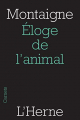 Couverture Éloge de l'animal Editions de L'Herne 2009