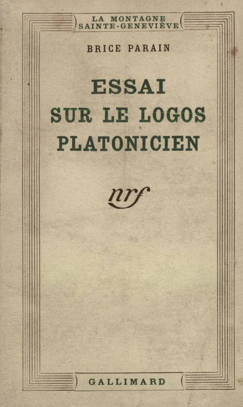 Couverture Essai sur le logo platonicien