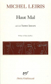 Couverture Haut Mal suivi d'Autres lancers Editions Gallimard  (Poésie) 1969
