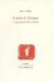Couverture Lettre d'Afrique à une jeune fille morte Editions Cadex 2001