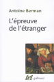 Couverture L'épreuve de l'étranger Editions Gallimard  (Tel) 1995