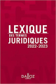 Couverture Lexique des termes juridiques Editions Dalloz 2022