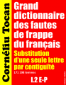 Couverture Grand dictionnaire des fautes de frappe du français : Substitution d’une seule lettre par contiguïté (E-P) Editions Créatique 2022