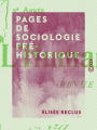 Couverture Pages de sociologie préhistorique Editions Collection XIX 2016