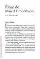 Couverture Éloge de Marcel Broodthaers Editions La lettre volée 2022