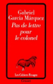 Couverture Pas de lettre pour le colonel Editions Grasset (Les Cahiers Rouges) 1991