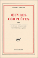 Couverture Oeuvres complètes (Artaud), tome 8 Editions Gallimard  (Blanche) 1980